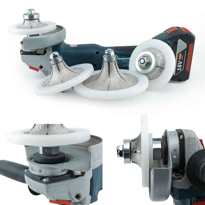 NBB Fresas para corte de chaflanes de diamante Rueda perfiladora diamante con guía cubierta más grande y M14 broca para perfilar porcelana baldosa cerámica granito mármol piedra (Half-Bullnose)