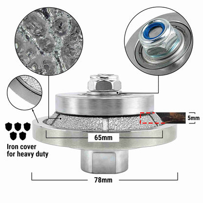 NBB Rueda de perfil de diamante fresa de enrutador de diamante con cubierta de hierro broca para perfilar porcelana baldosa cerámica granito mármol piedra para amoladora angular (Bevel)