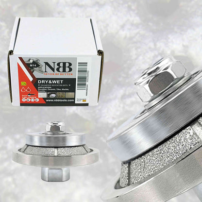 NBB Rueda de perfil de diamante fresa de enrutador de diamante con cubierta de hierro broca para perfilar porcelana baldosa cerámica granito mármol piedra para amoladora angular (Bevel)