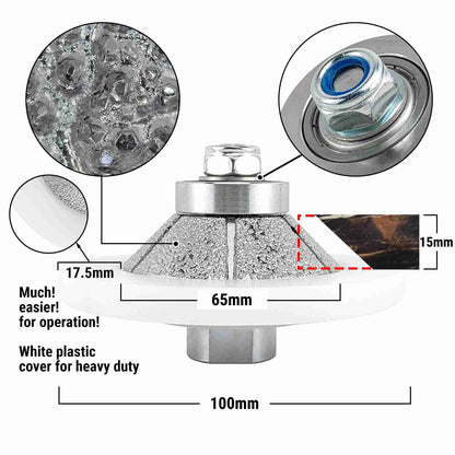 NBB Diamant-Fasenschneid- und Fräser, Diamant-Profilierscheibe mit größerer, abgedeckter Führung und M14-Bohrer zum Profilieren von Porzellan-, Keramikfliesen, Granit, Marmor und Stein (Fasenschnitt) 