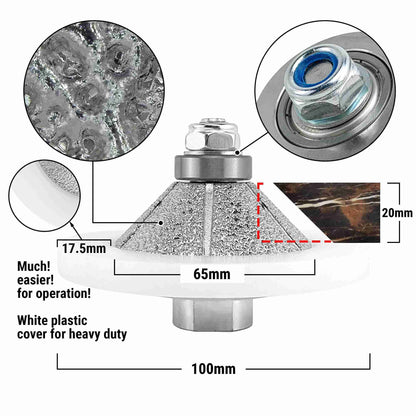 NBB Diamant-Fasenschneid- und Fräser, Diamant-Profilierscheibe mit größerer, abgedeckter Führung und M14-Bohrer zum Profilieren von Porzellan-, Keramikfliesen, Granit, Marmor und Stein (Fasenschnitt) 