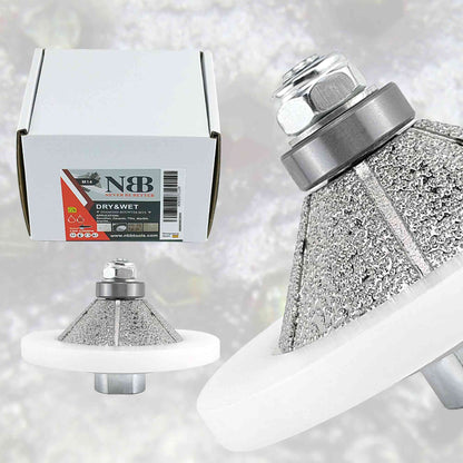 NBB Diamant-Fasenschneid- und Fräser, Diamant-Profilierscheibe mit größerer, abgedeckter Führung und M14-Bohrer zum Profilieren von Porzellan-, Keramikfliesen, Granit, Marmor und Stein (Fasenschnitt) 