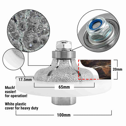 NBB Fresas para corte de chaflanes de diamante Rueda perfiladora diamante con guía cubierta más grande y M14 broca para perfilar porcelana baldosa cerámica granito mármol piedra (Ogee)