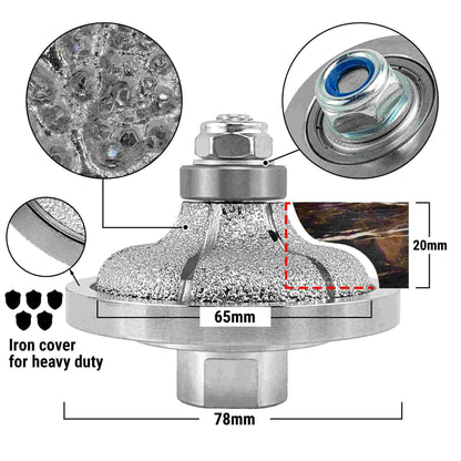 NBB Rueda de perfil de diamante fresa de enrutador de diamante con cubierta de hierro broca para perfilar porcelana baldosa cerámica granito mármol piedra para amoladora angular (Ogee)