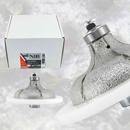 NBB Fresas para corte de chaflanes de diamante Rueda perfiladora diamante con guía cubierta más grande y M14 broca para perfilar porcelana baldosa cerámica granito mármol piedra (Ogee)