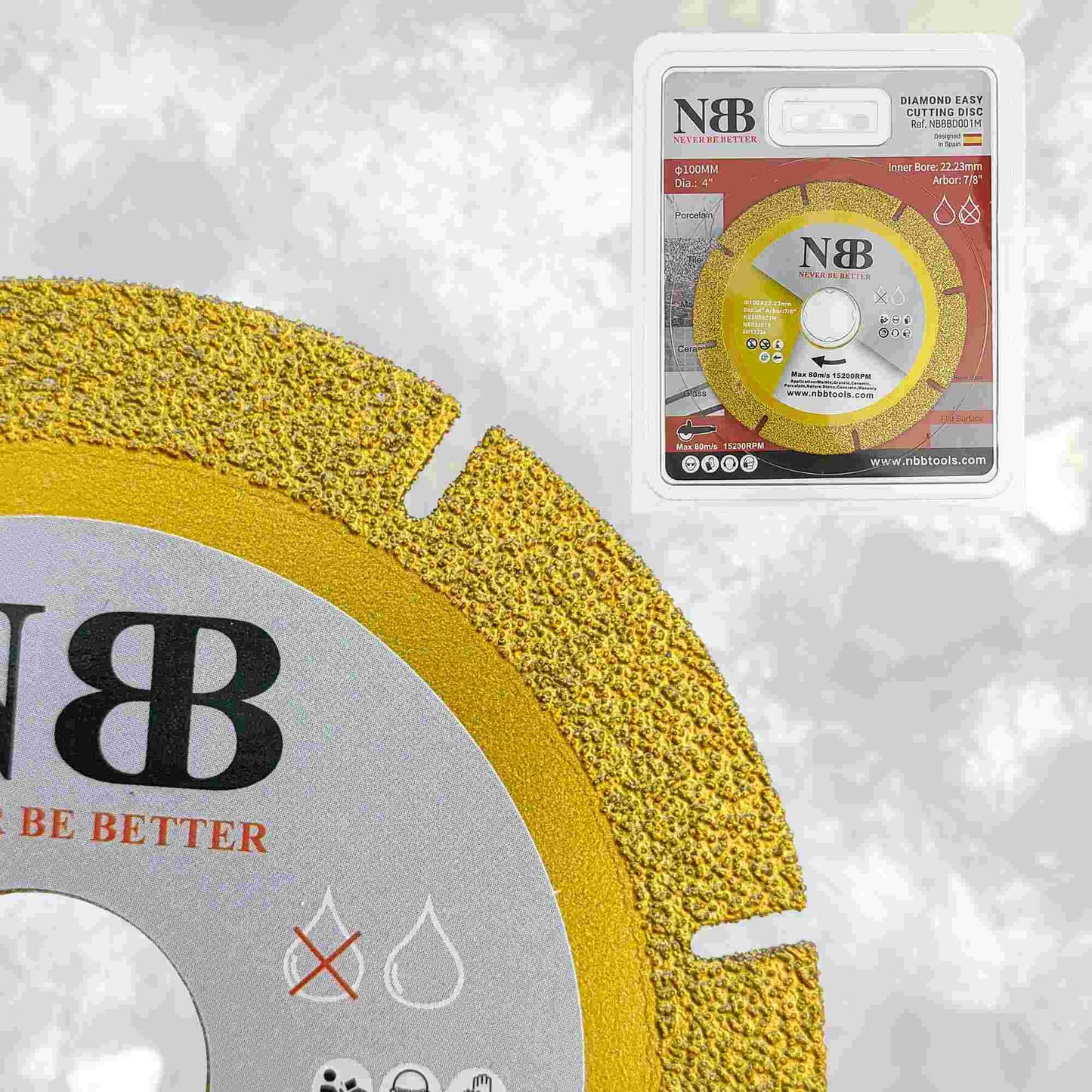 NBB Disco de diamante soldado hoja de diamante eficiencia para molienda y corte en granito mármol azulejos cerámica porcelana piedra Metal Vidrio en seco eje de 22.23mm para amoladora angular (Medio)