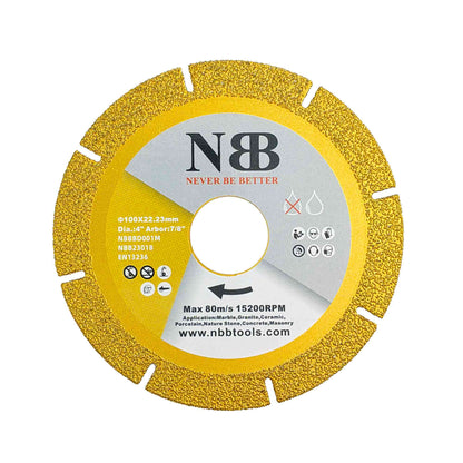 Disque diamanté soudé NBB, lame diamantée, efficace pour le meulage et la découpe à sec du granit, du marbre, du carrelage, de la céramique, de la porcelaine, de la pierre, du métal et du verre, queue de 22,23 mm pour meuleuse d'angle (moyen)