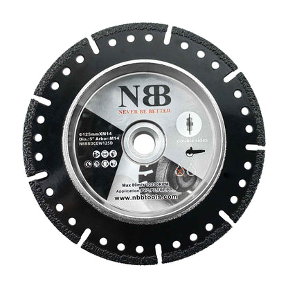 NBB Disco de corte y desbaste de diamante, multiusos, profesional para cortar y desbastar tubos de plástico en un solo movimiento, eje 22.23 mm, para amoladora angular de 125 mm