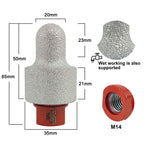 NBB Broca de fresado de dedo diamante con M14 Fresa cónica de diamante broca de chaflán para ampliar biselar agujeros baldosas azulejos cerámica porcelana granito mármol en seco