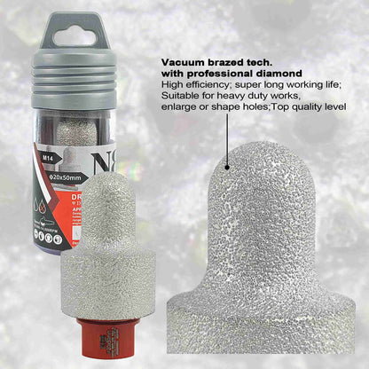 NBB Broca de fresado de dedo diamante con M14 Fresa cónica de diamante broca de chaflán para ampliar biselar agujeros baldosas azulejos cerámica porcelana granito mármol en seco