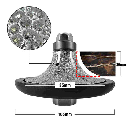 NBB Rueda de perfil de diamante, fresa de enrutador de diamante, broca para perfilar la porcelana baldosas cerámica granito mármol piedra, fácil de usar en amoladora angular (B, Half-Bullnose)
