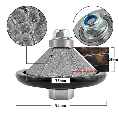 NBB Rueda de perfil de diamante, fresa de enrutador de diamante, broca para perfilar la porcelana baldosas cerámica granito mármol piedra natural, fácil de usar en amoladora angular (E Bevel)
