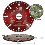 NBB Disco de corte multiusos de diamante Sierra diamante hoja de rescate alta eficiencia corte en granito concreto reforzado fibra de vidrio varilla plástico árbol 22.23mm Amoladora Angular