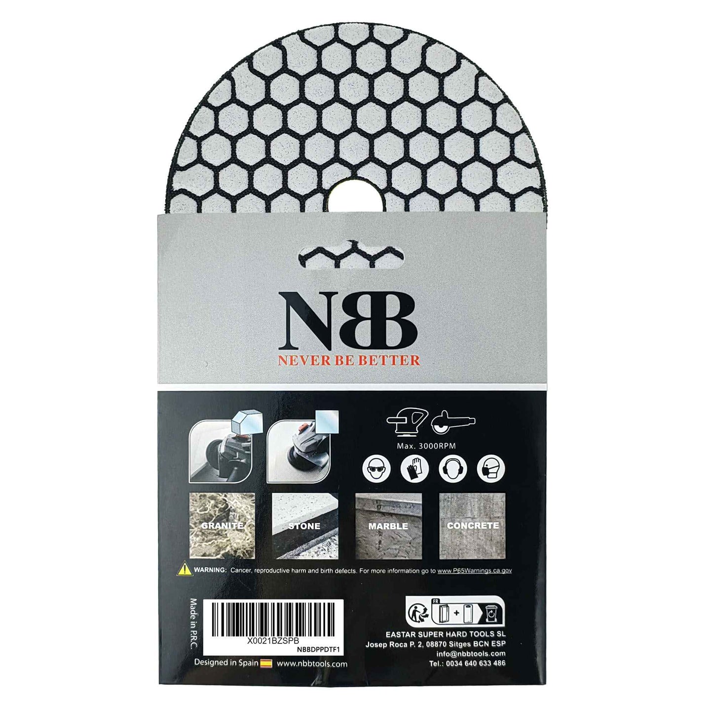NBB Almohadilla de pulido de diamante solo son necesarios 3 pasos PRO para pulido en seco renovación eliminación en mármol granito piedra natural cerámica 100mm 4" con respaldo de nylon