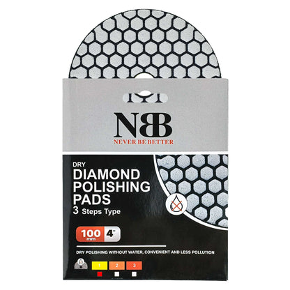 NBB Almohadilla de pulido de diamante solo son necesarios 3 pasos PRO para pulido en seco renovación eliminación en mármol granito piedra natural cerámica 100mm 4" con respaldo de nylon