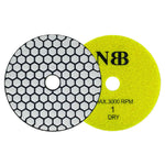 NBB Diamantpolierpad – Nur 3 Schritte erforderlich PRO für Trockenpolieren, Renovierung und Entfernung von Verfärbungen auf Marmor, Granit, Naturstein und Keramik – 100 mm (4 Zoll) mit Nylonrücken 