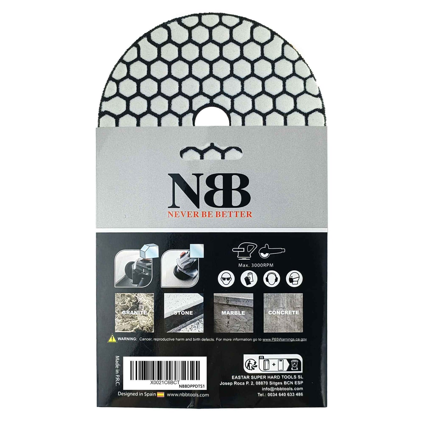 NBB Almohadilla de pulido de diamante solo son necesarios 3 pasos PRO para pulido en seco renovación eliminación en mármol granito piedra natural cerámica 100mm 4" con respaldo de nylon