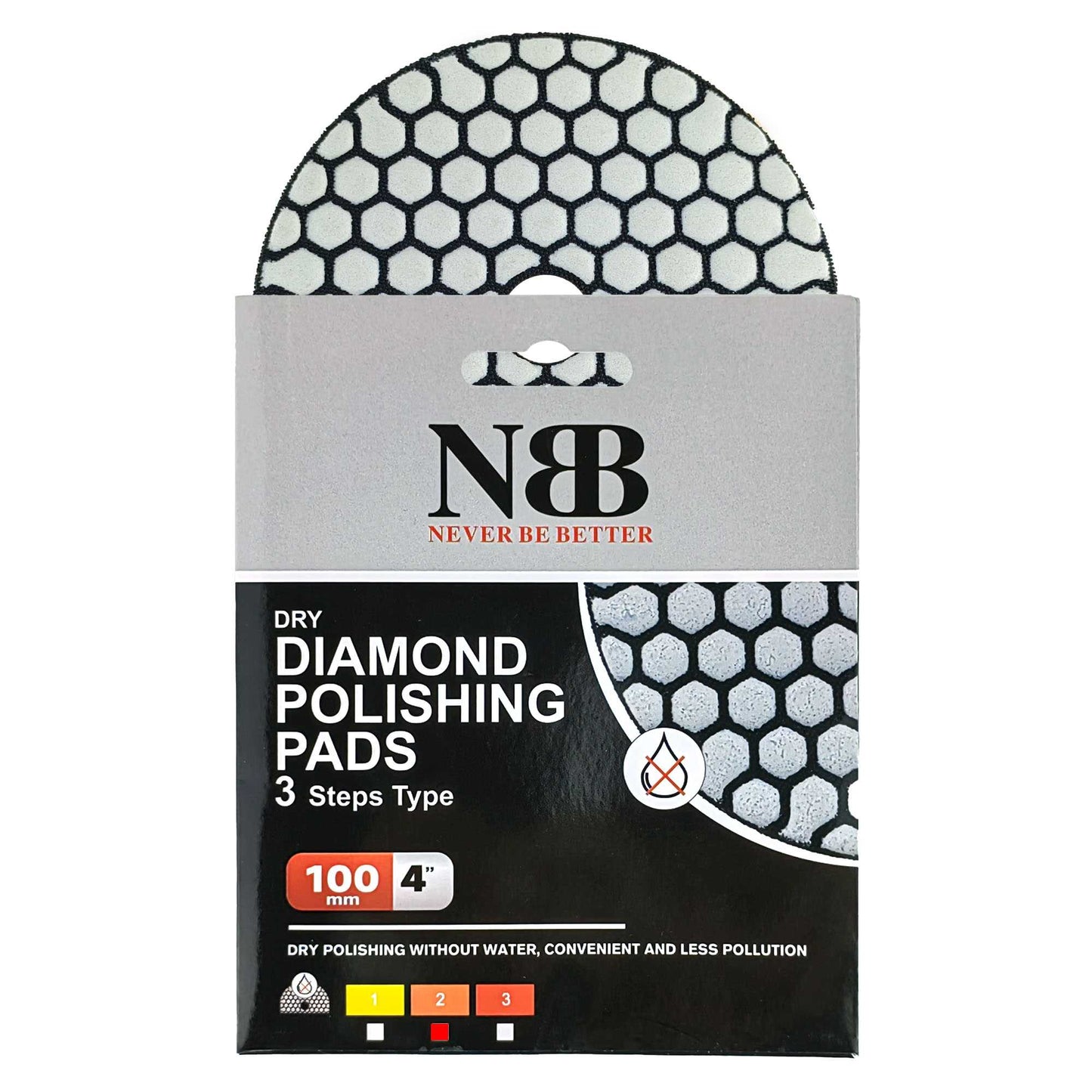 NBB Almohadilla de pulido de diamante solo son necesarios 3 pasos PRO para pulido en seco renovación eliminación en mármol granito piedra natural cerámica 100mm 4" con respaldo de nylon