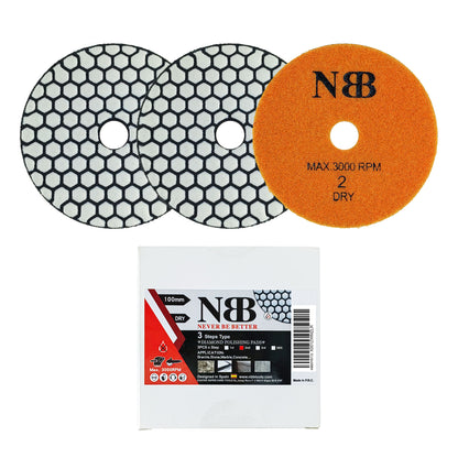 NBB Almohadilla de pulido de diamante solo son necesarios 3 pasos PRO para pulido en seco renovación eliminación en mármol granito piedra natural cerámica 100mm 4" con respaldo de nylon