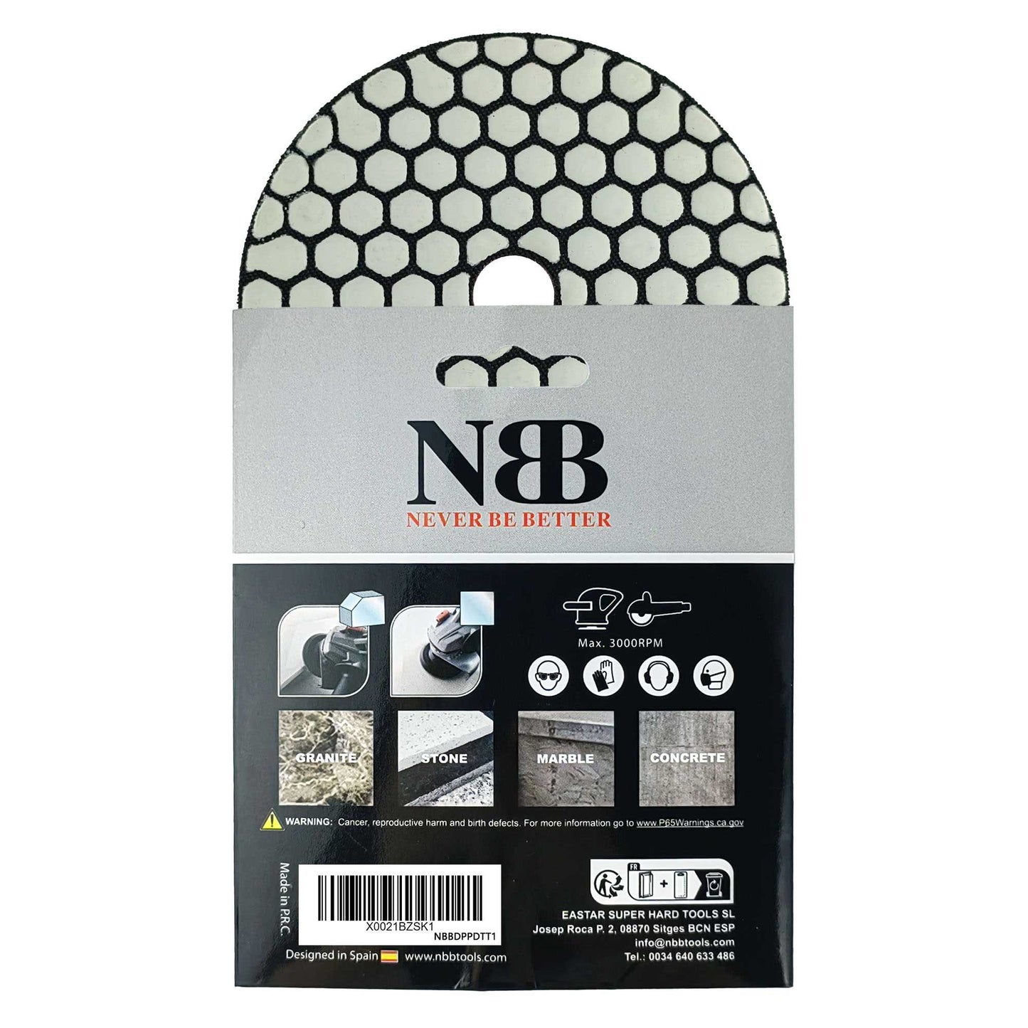 NBB Almohadilla de pulido de diamante solo son necesarios 3 pasos PRO para pulido en seco renovación eliminación en mármol granito piedra natural cerámica 100mm 4" con respaldo de nylon
