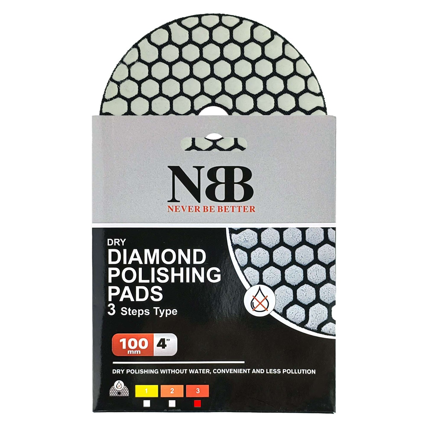 NBB Almohadilla de pulido de diamante solo son necesarios 3 pasos PRO para pulido en seco renovación eliminación en mármol granito piedra natural cerámica 100mm 4" con respaldo de nylon