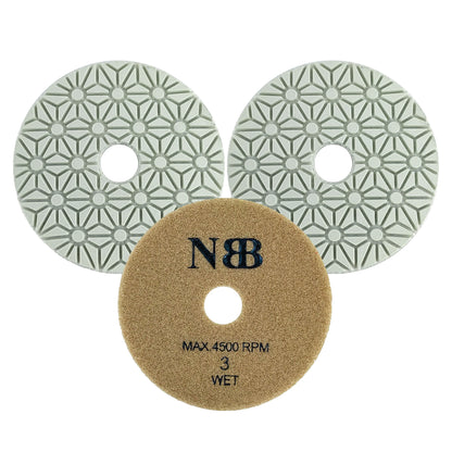 NBB Almohadilla de pulido de diamante solo son necesarios 3 pasos para pulido en Húmedo y Seco renovación eliminación en mármol granito cerámica baldosa 100mm/4" con respaldo de nylon