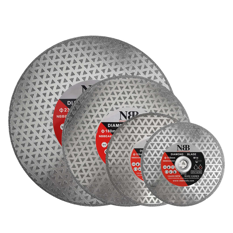 NBB Disco de corte de diamante electrochapado sierra diamantada doble cara recubierta de diamante 2 en 1 profesional para cortar mármol granito cerámica porcelana conexión con rosca M14 (DF)