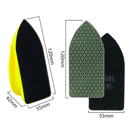 NBB Almohadilla diamantada a Mano para lijar pulir, Bloque Diamante de Lijado/Pulido con Respaldo de Esponja para moliendar Piedra Granito cerámica azulejo Vidrio Madera Metal