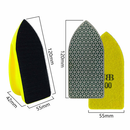 NBB Almohadilla diamantada a Mano para lijar pulir, Bloque Diamante de Lijado/Pulido con Respaldo de Esponja para moliendar Piedra Granito cerámica azulejo Vidrio Madera Metal