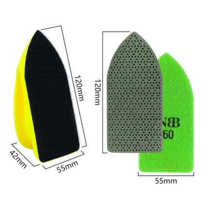 NBB Almohadilla diamantada a Mano para lijar pulir, Bloque Diamante de Lijado/Pulido con Respaldo de Esponja para moliendar Piedra Granito cerámica azulejo Vidrio Madera Metal