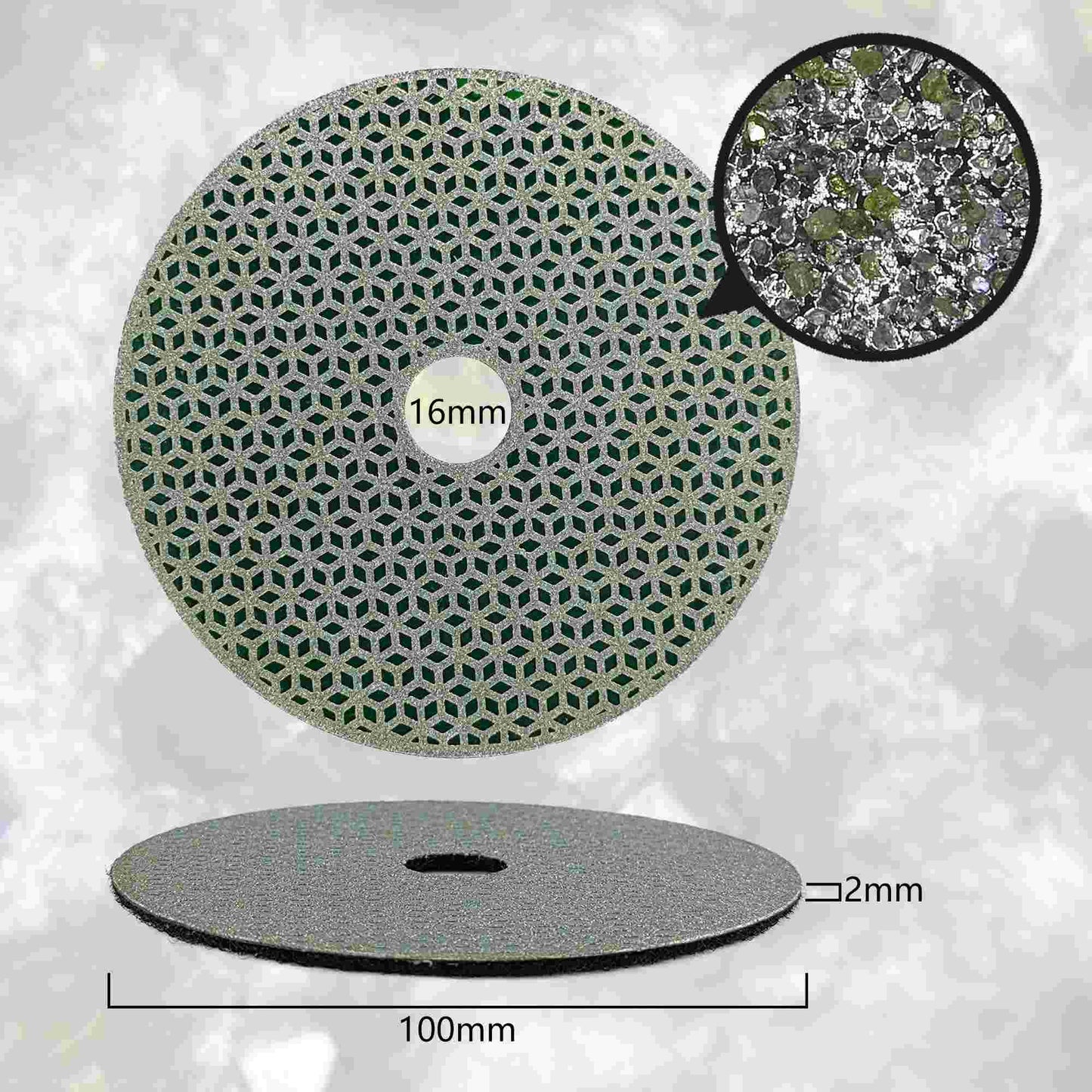 NBB Almohadilla de pulido de diamante electrochapada para pulido en seco en mármol granito piedra natural cerámica madera vidrio metal diámetro 100mm 4" con respaldo de nailon