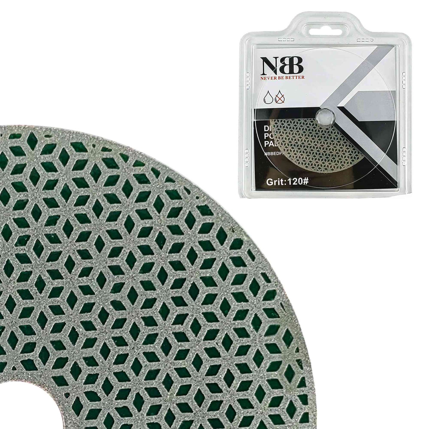 NBB Almohadilla de pulido de diamante electrochapada para pulido en seco en mármol granito piedra natural cerámica madera vidrio metal diámetro 100mm 4" con respaldo de nailon