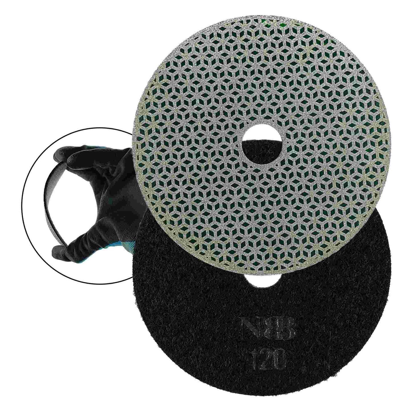 NBB Almohadilla de pulido de diamante electrochapada para pulido en seco en mármol granito piedra natural cerámica madera vidrio metal diámetro 100mm 4" con respaldo de nailon