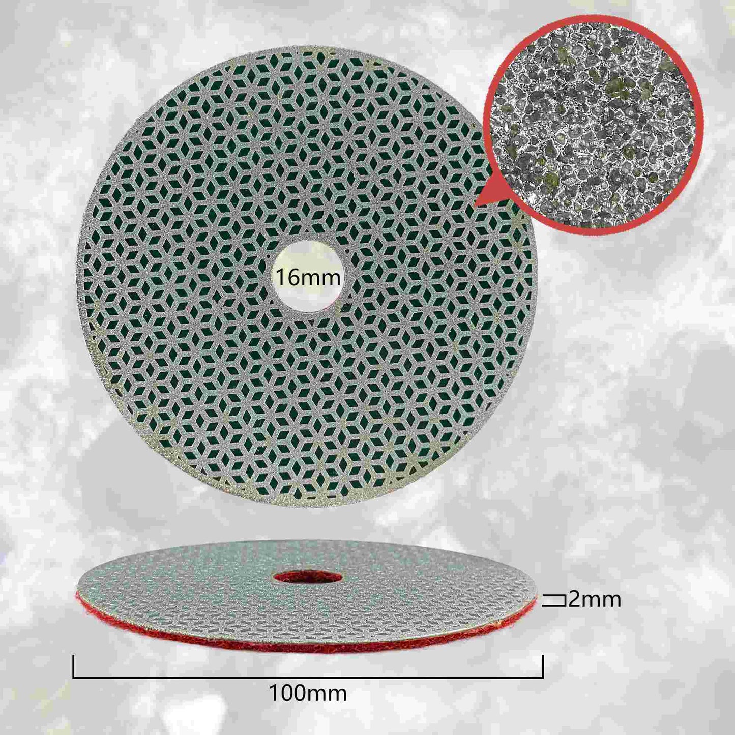 NBB Almohadilla de pulido de diamante electrochapada para pulido en seco en mármol granito piedra natural cerámica madera vidrio metal diámetro 100mm 4" con respaldo de nailon