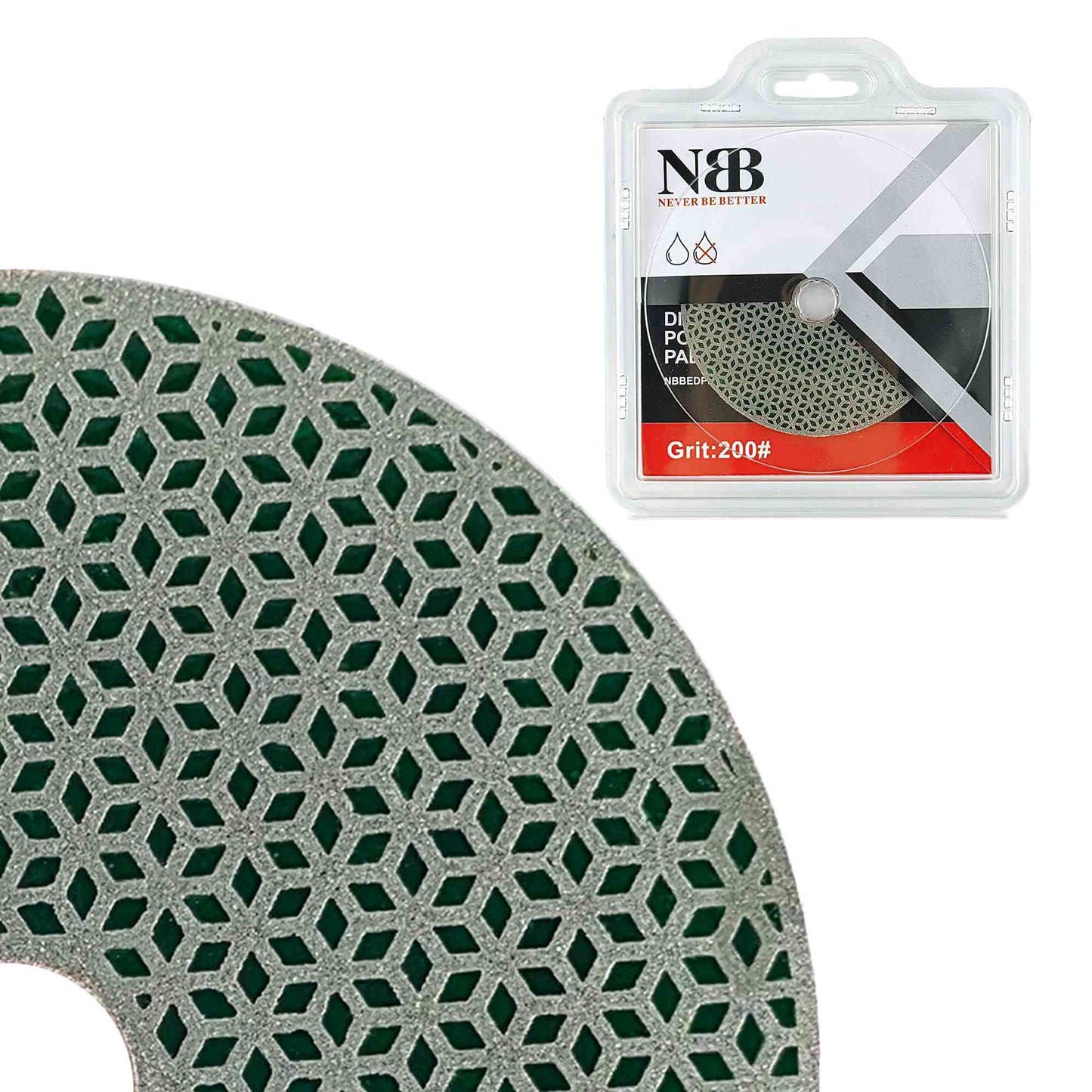 NBB Almohadilla de pulido de diamante electrochapada para pulido en seco en mármol granito piedra natural cerámica madera vidrio metal diámetro 100mm 4" con respaldo de nailon