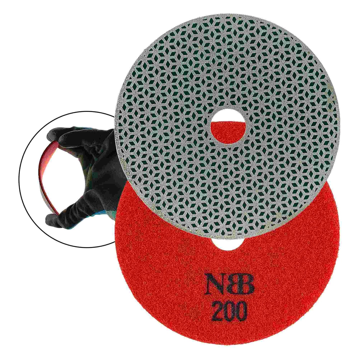 NBB Almohadilla de pulido de diamante electrochapada para pulido en seco en mármol granito piedra natural cerámica madera vidrio metal diámetro 100mm 4" con respaldo de nailon