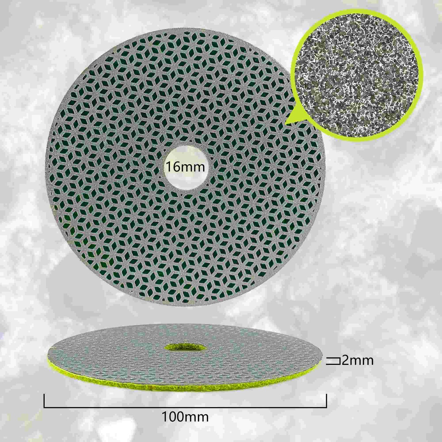 NBB Almohadilla de pulido de diamante electrochapada para pulido en seco en mármol granito piedra natural cerámica madera vidrio metal diámetro 100mm 4" con respaldo de nailon