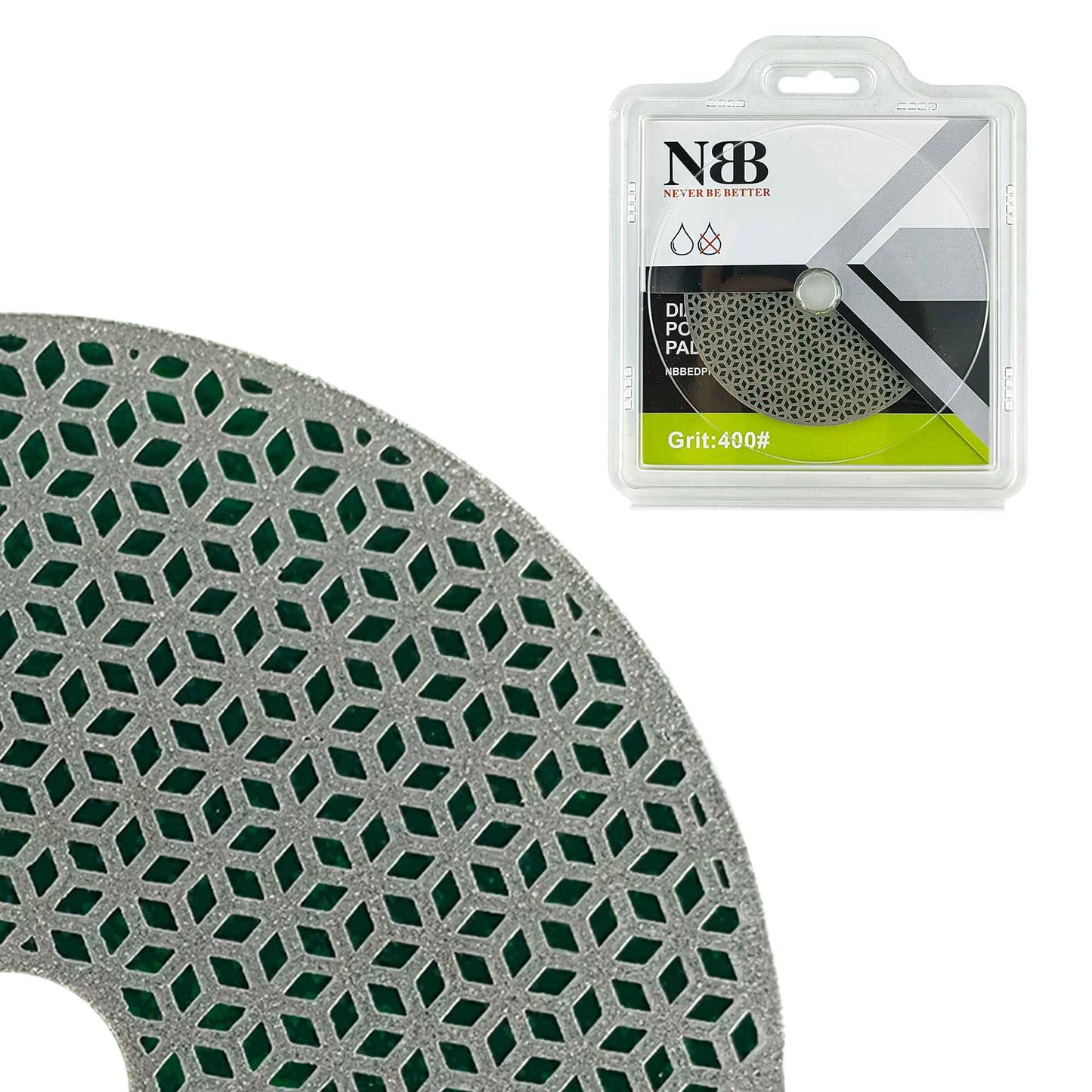 NBB Almohadilla de pulido de diamante electrochapada para pulido en seco en mármol granito piedra natural cerámica madera vidrio metal diámetro 100mm 4" con respaldo de nailon