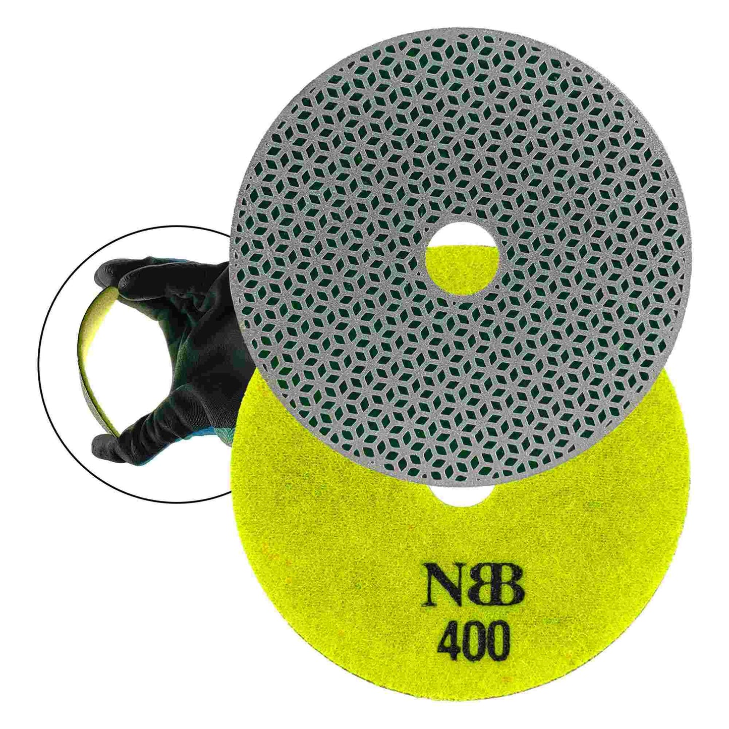 NBB Almohadilla de pulido de diamante electrochapada para pulido en seco en mármol granito piedra natural cerámica madera vidrio metal diámetro 100mm 4" con respaldo de nailon