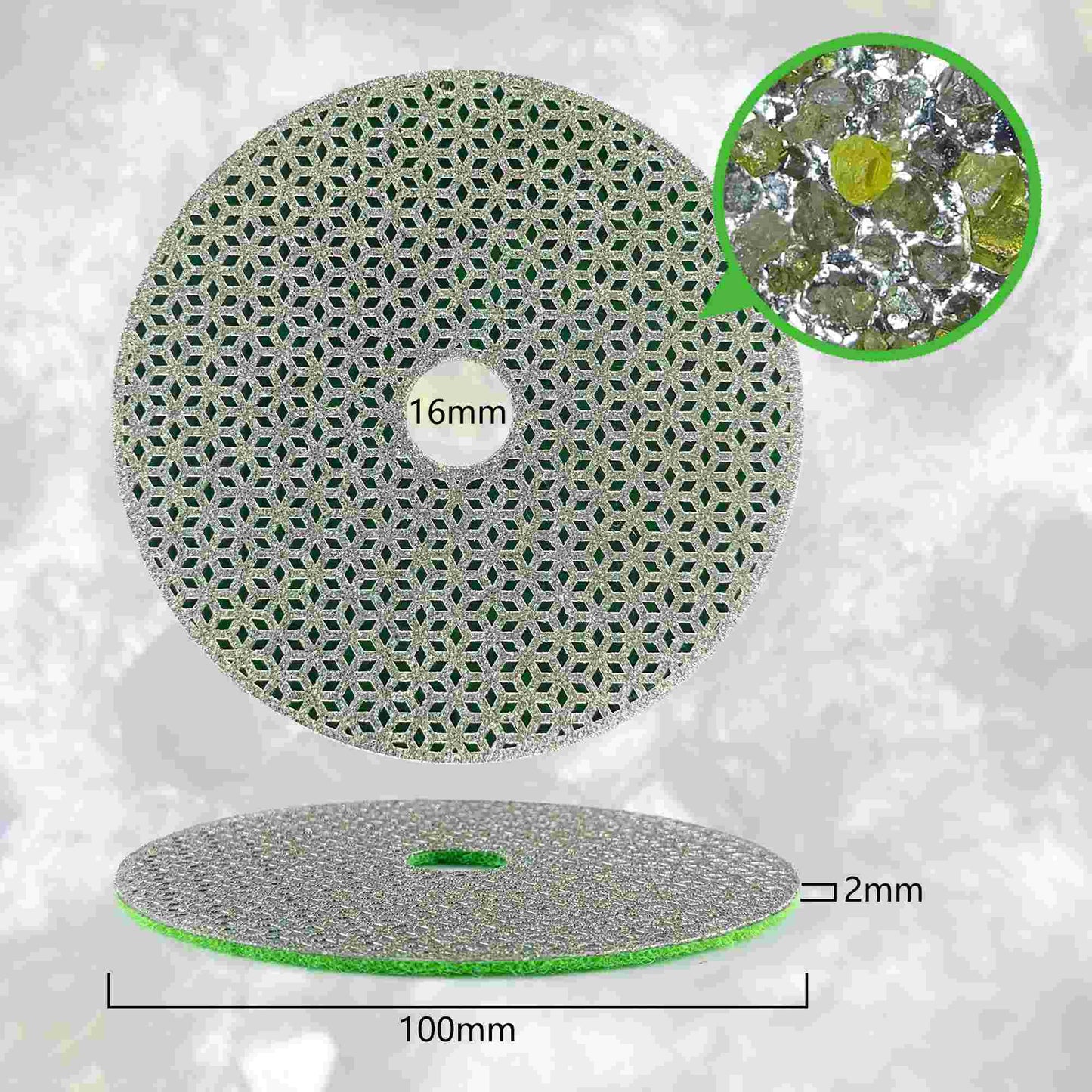 NBB Almohadilla de pulido de diamante electrochapada para pulido en seco en mármol granito piedra natural cerámica madera vidrio metal diámetro 100mm 4" con respaldo de nailon
