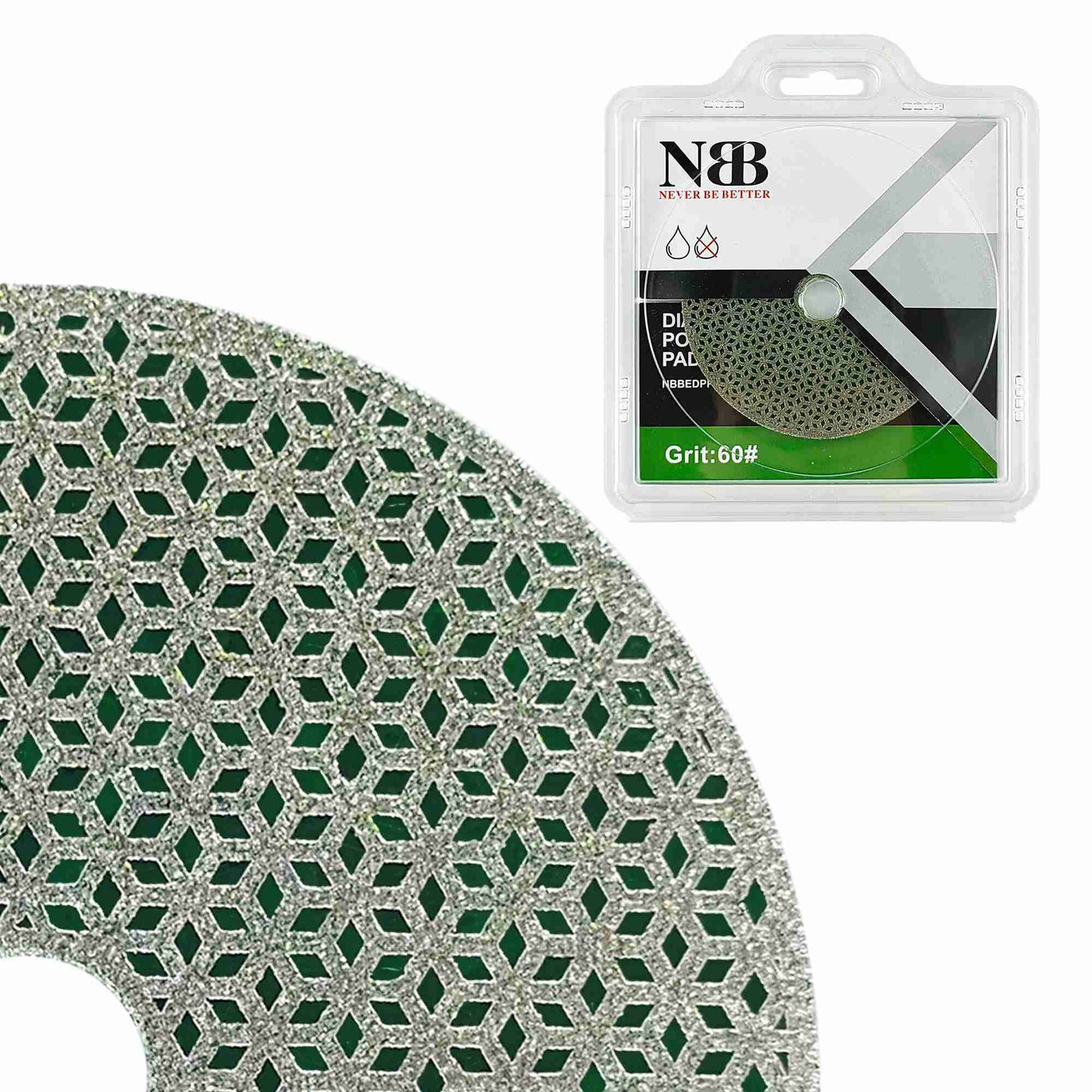 NBB Almohadilla de pulido de diamante electrochapada para pulido en seco en mármol granito piedra natural cerámica madera vidrio metal diámetro 100mm 4" con respaldo de nailon