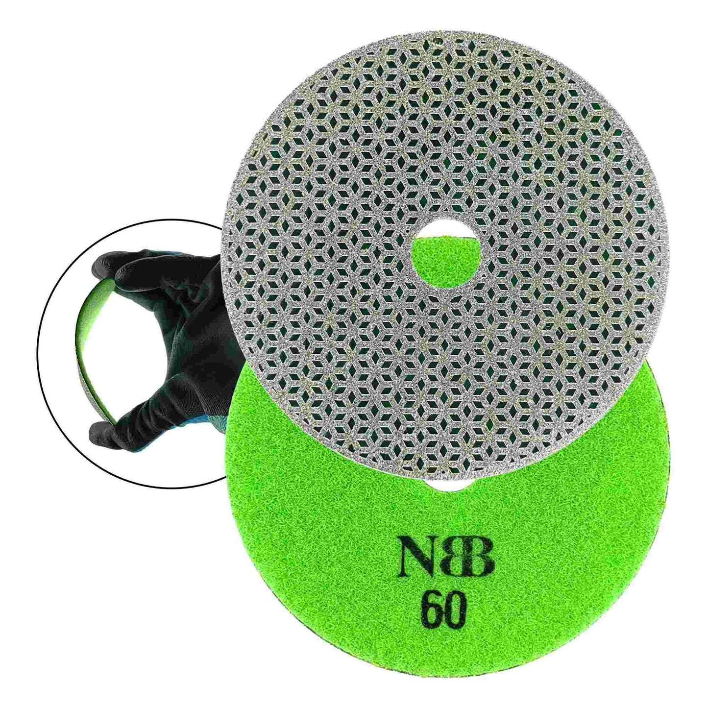 NBB Almohadilla de pulido de diamante electrochapada para pulido en seco en mármol granito piedra natural cerámica madera vidrio metal diámetro 100mm 4" con respaldo de nailon