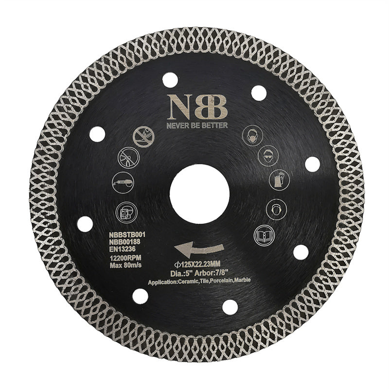 NBB Disco de corte de diamante premium sierra de diamante con Malla Turbo cruzado altura de 10mm espesor 1,0/1,4mm eje 22,23 mm hoja diamant Corte en seco de Porcelanico Cerámica Azulejo (1,125mm)
