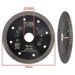 NBB Disco de corte de diamante premium sierra de diamante con Malla Turbo cruzado altura de 10mm espesor 1,0/1,4mm eje 22,23 mm hoja diamant Corte en seco de Porcelanico Cerámica Azulejo (1,125mm)
