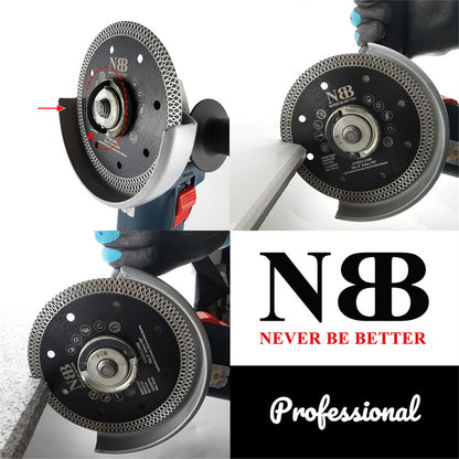 NBB Disco de corte de diamante premium sierra de diamante con Malla Turbo cruzado altura de 10mm espesor 1,0/1,4mm eje 22,23 mm hoja diamant Corte en seco de Porcelanico Cerámica Azulejo (1,125mm)