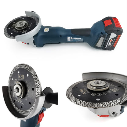 NBB Disco de corte de diamante premium sierra de diamante con Malla Turbo cruzado altura de 10mm espesor 1,0/1,4mm eje 22,23 mm hoja diamant Corte en seco de Porcelanico Cerámica Azulejo (1,125mm)