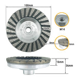 NBB Muela copa diamante Disco molienda Turbo cortador de soldadura de alta frecuencia base de aluminio con M14 Rectificado seco o húmedo en granito mármol cerámica azulejos porcelana piedra(1,100mm)