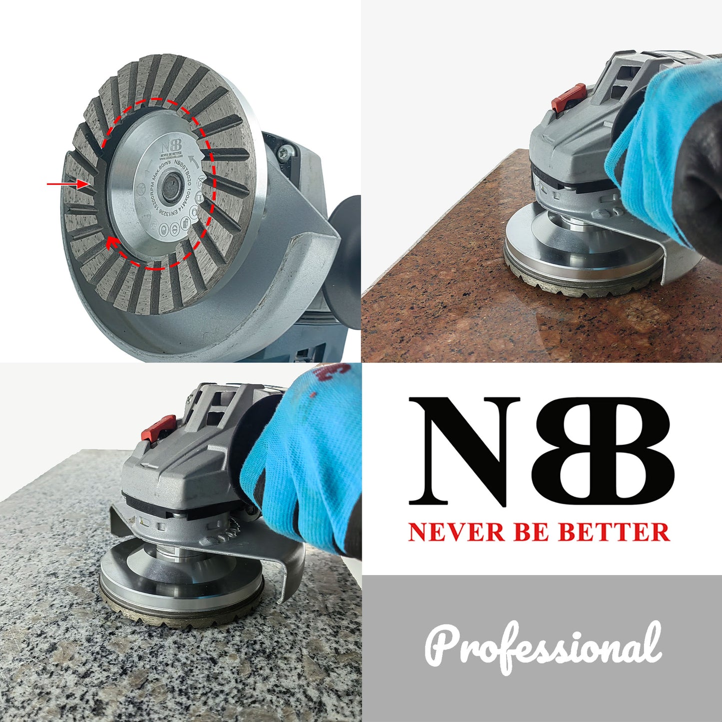 NBB Muela copa diamante Disco molienda Turbo cortador de soldadura de alta frecuencia base de aluminio con M14 Rectificado seco o húmedo en granito mármol cerámica azulejos porcelana piedra(1,100mm)