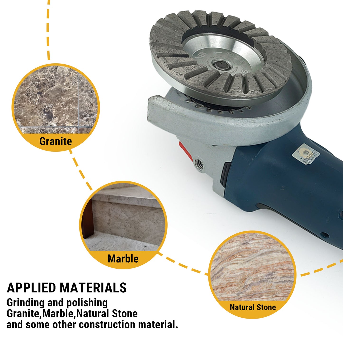 NBB Muela copa diamante Disco molienda Turbo cortador de soldadura de alta frecuencia base de aluminio con M14 Rectificado seco o húmedo en granito mármol cerámica azulejos porcelana piedra(1,100mm)