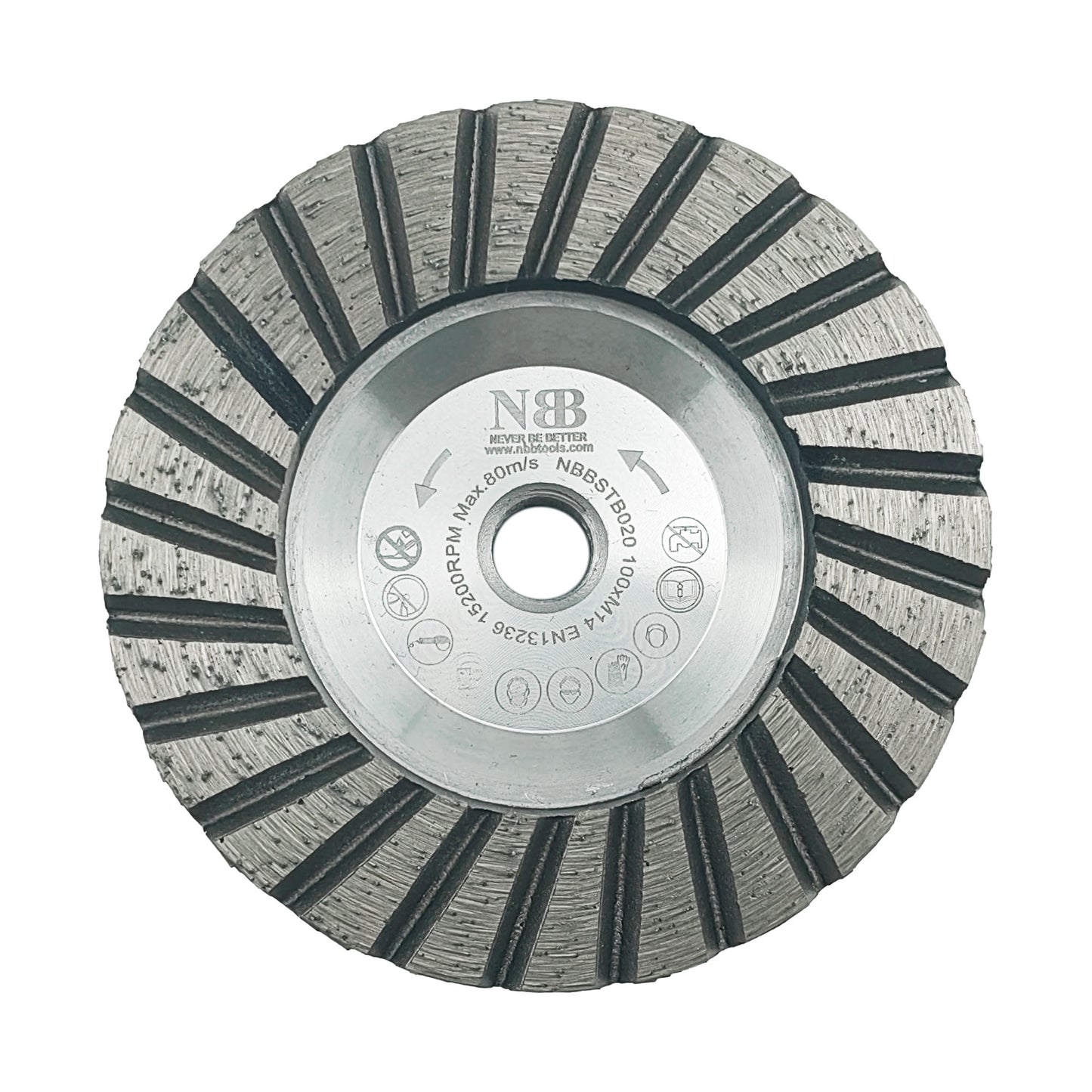 NBB Muela copa diamante Disco molienda Turbo cortador de soldadura de alta frecuencia base de aluminio con M14 Rectificado seco o húmedo en granito mármol cerámica azulejos porcelana piedra(1,100mm)